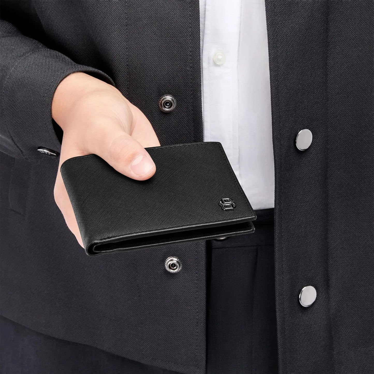 HUGO BOSS HLW526A Πορτοφόλι Double B Saffiano Black Wallet