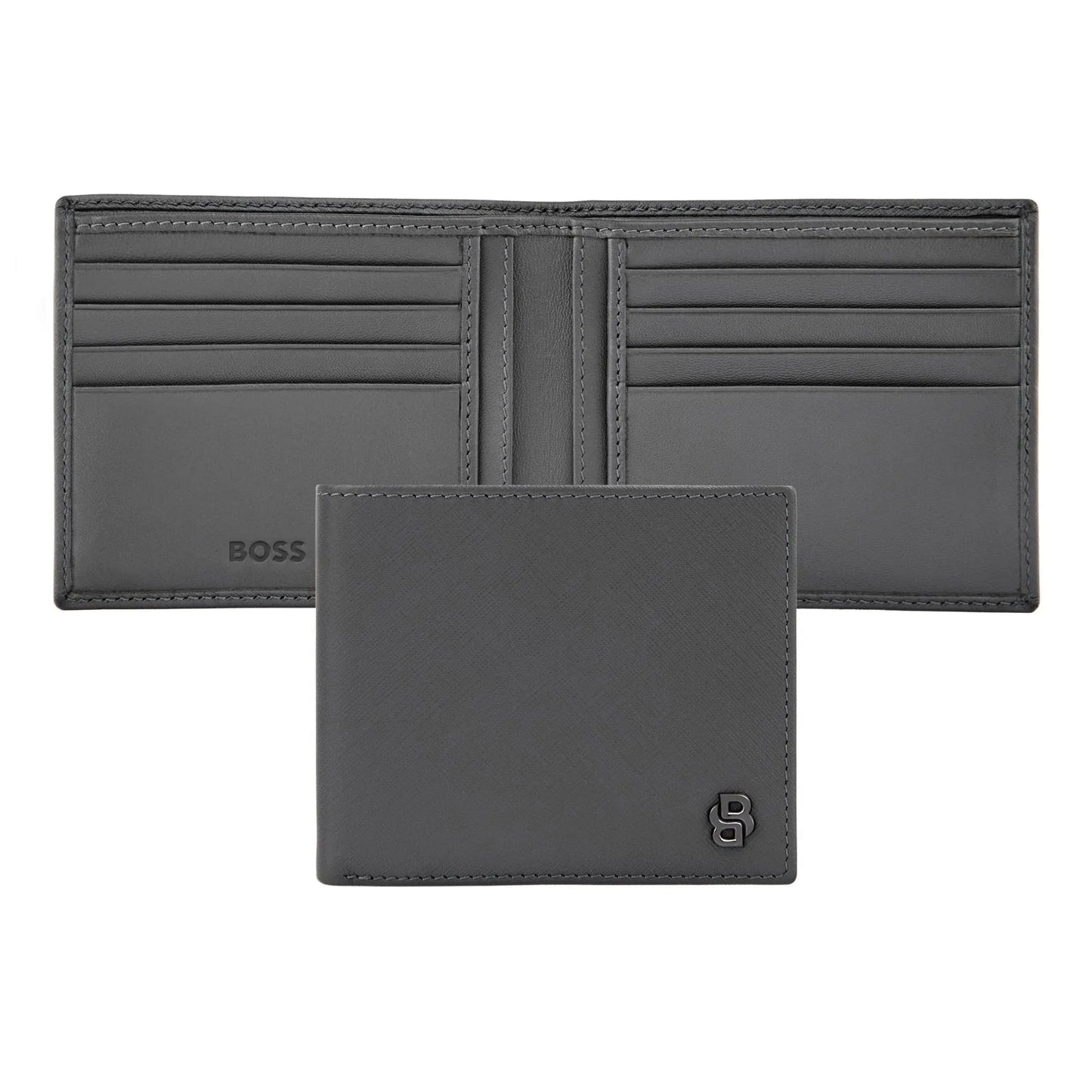 HUGO BOSS HLW526H Πορτοφόλι Double B Saffiano Grey Wallet