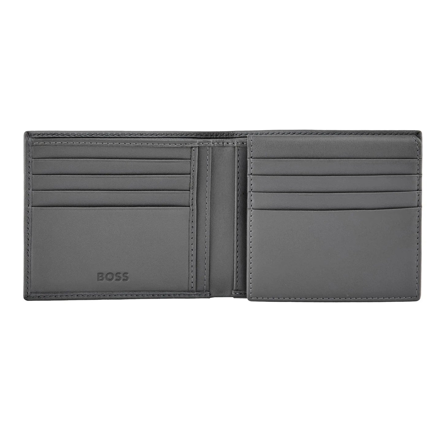 HUGO BOSS HLY526H Πορτοφόλι Flap Double B Saffiano Grey Wallet