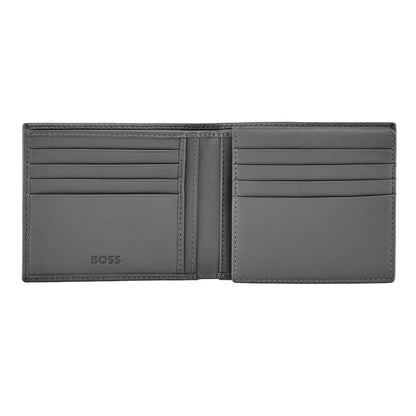 HUGO BOSS HLY526H Πορτοφόλι Flap Double B Saffiano Grey Wallet
