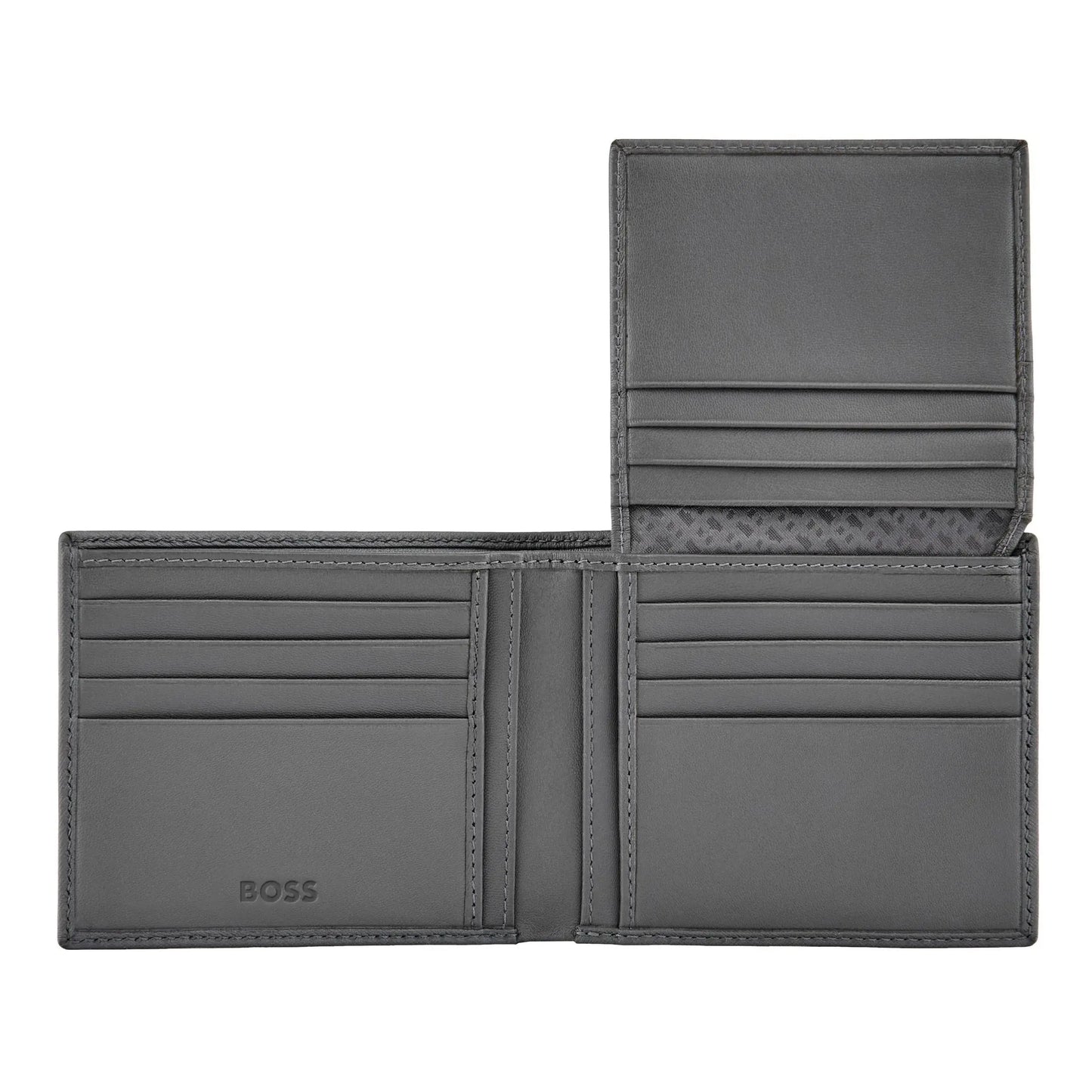 HUGO BOSS HLY526H Πορτοφόλι Flap Double B Saffiano Grey Wallet