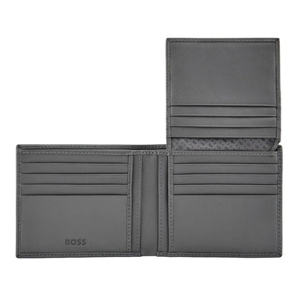 HUGO BOSS HLY526H Πορτοφόλι Flap Double B Saffiano Grey Wallet