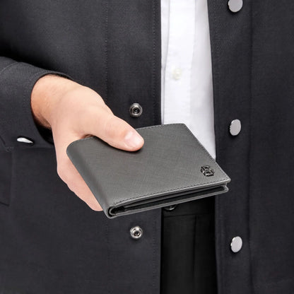 HUGO BOSS HLY526H Πορτοφόλι Flap Double B Saffiano Grey Wallet