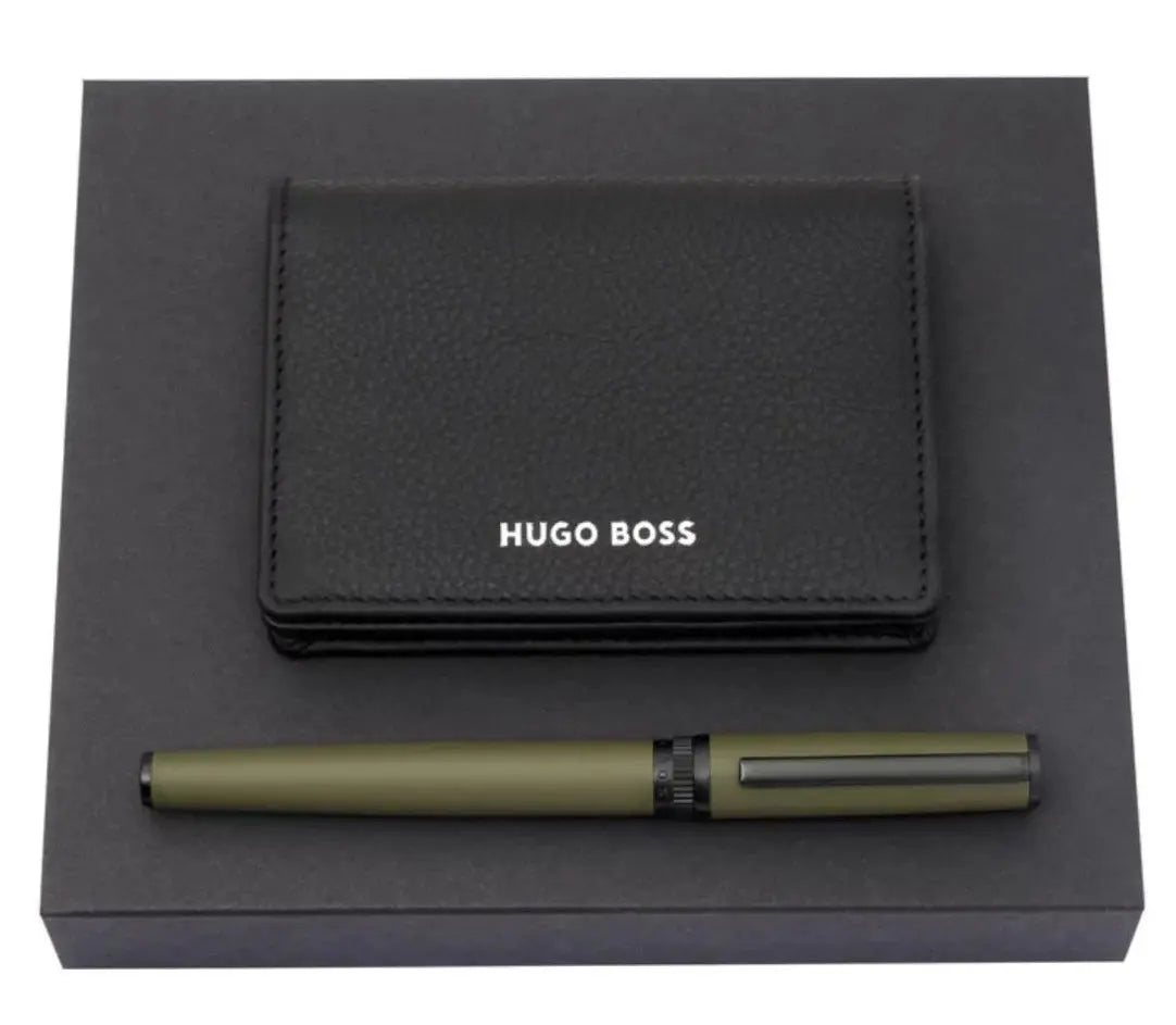 HUGO BOSS HPCP009A Gear Matrix Fountain Pen & Card Holder Gift Set Hugo Boss