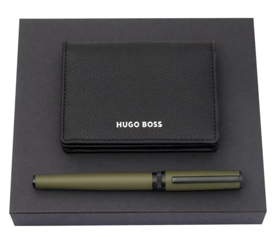 HUGO BOSS HPCP009A Gear Matrix Fountain Pen & Card Holder Gift Set Hugo Boss
