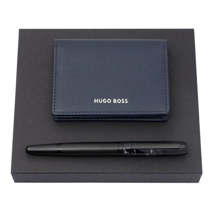 HUGO BOSS HPCK007T Gear Matrix Key Ring &amp; Card Holder Gift Set