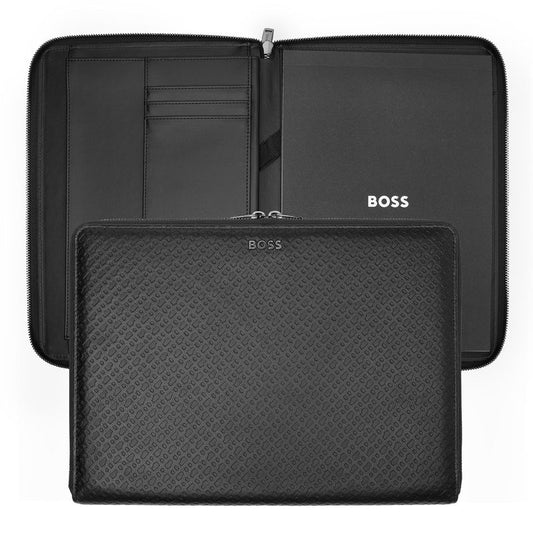 HUGO BOSS HTA105J A4 Gleam Gray Zip Folder