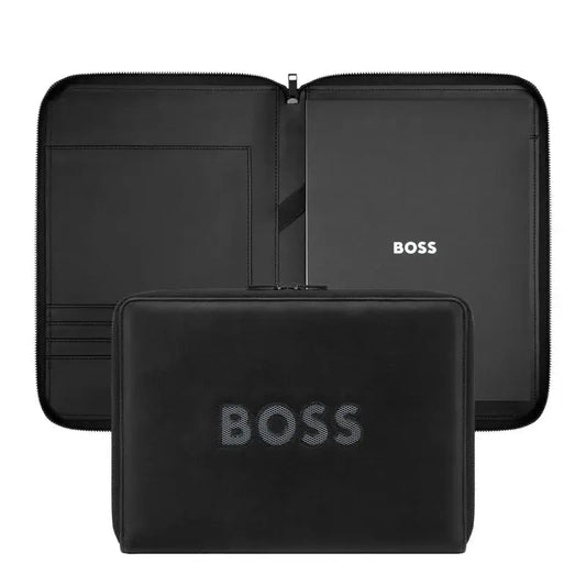 HUGO BOSS HTA613H Ντοσιέ A4 Cut Out Black & Grey Zip Folder
