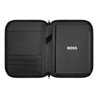 HUGO BOSS HTM613H Ντοσιέ A5 Cut Out Black & Grey Zip Folder