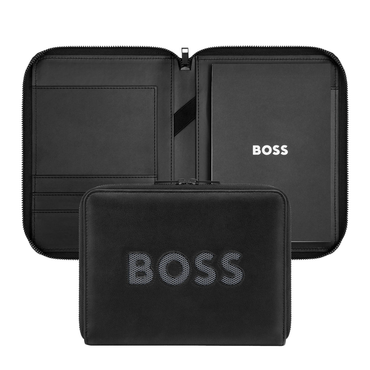 HUGO BOSS HTM613H Ντοσιέ A5 Cut Out Black & Grey Zip Folder