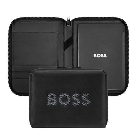 HUGO BOSS HTM613H Ντοσιέ A5 Cut Out Black & Grey Zip Folder