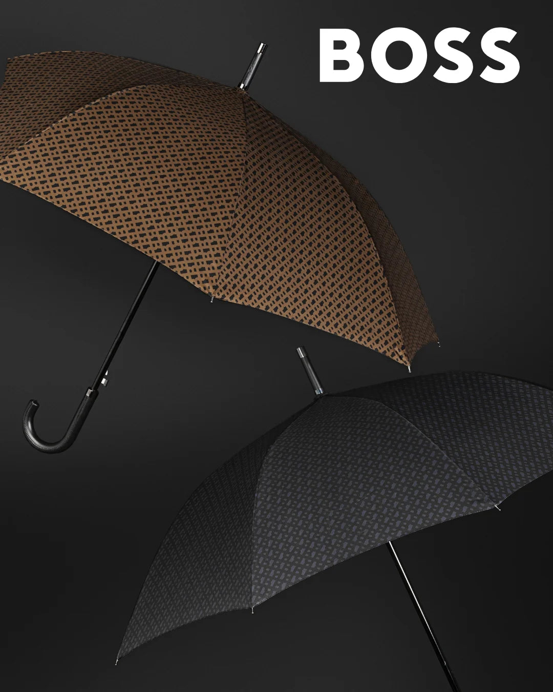 HUGO BOSS HUN310J Ομπρέλα Αυτόματη Monogramme Dark Grey Umbrella