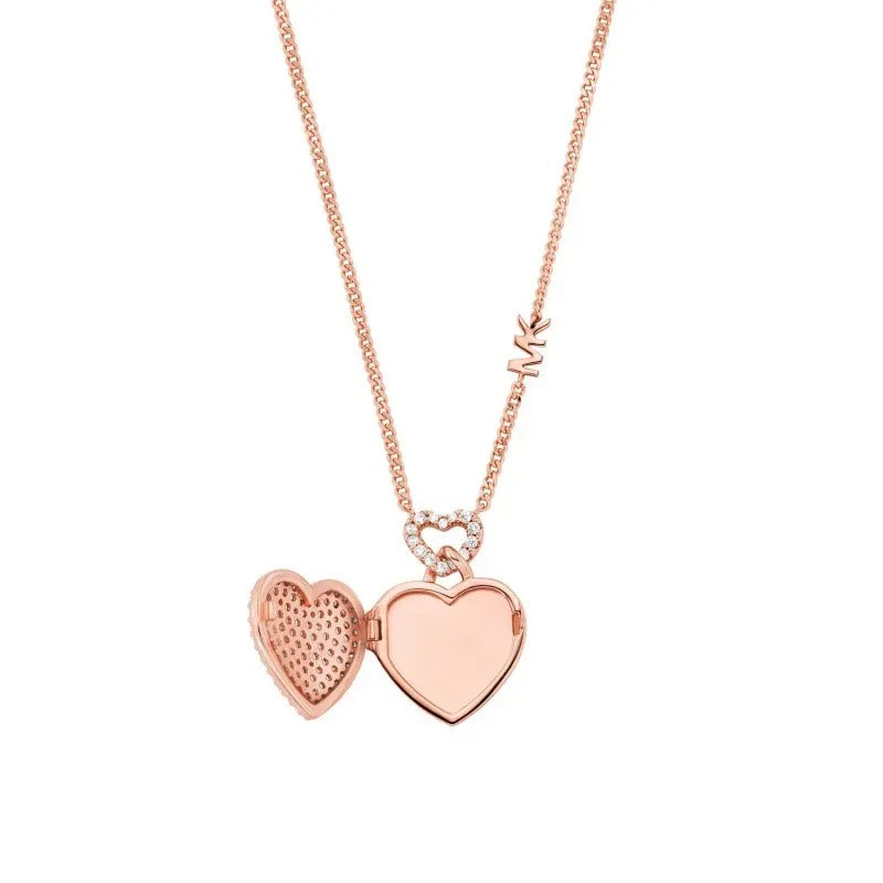 Michael Kors MKC1566AN791 Rose Gold Silver Love Heart Necklace