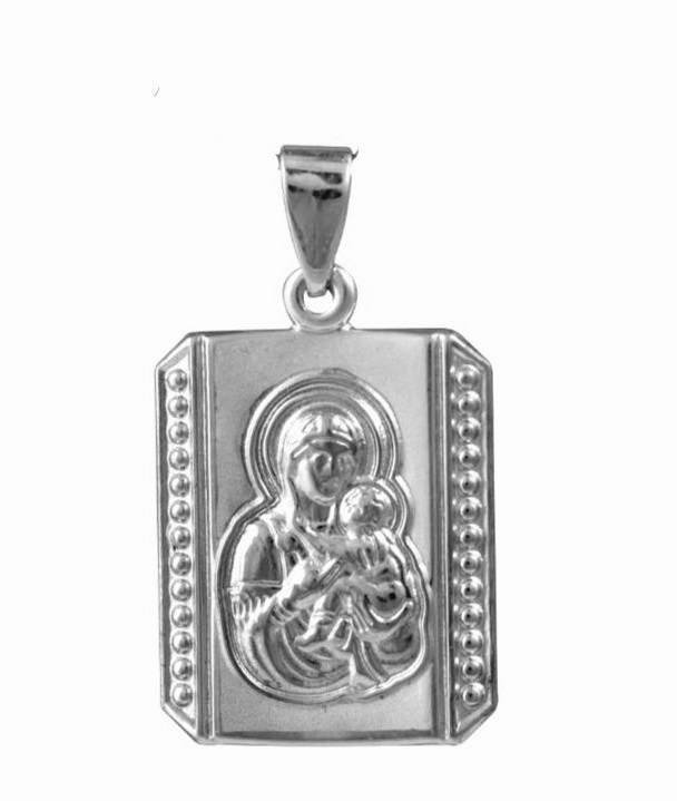 Amulet PD11023W Virgin Mary in White Gold K9