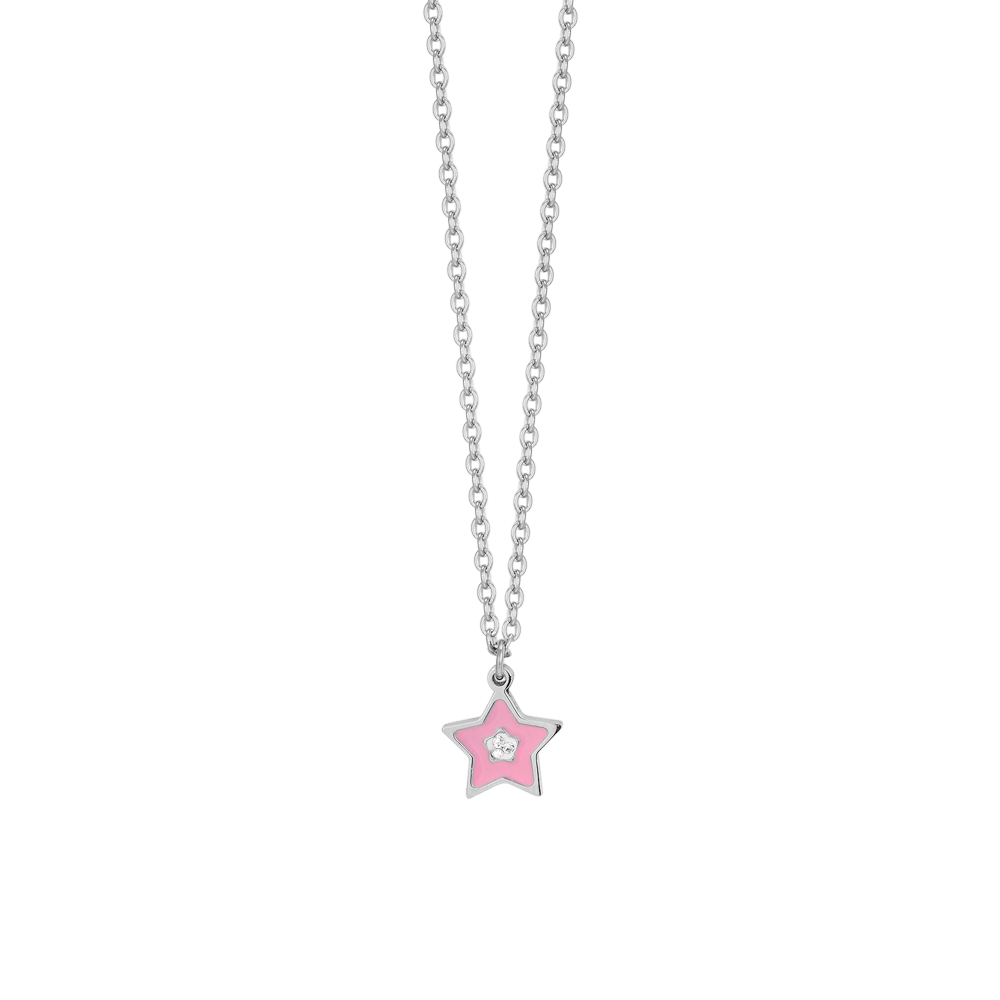 Luca Barra JC102 Children's Steel Necklace with Pink Daisy