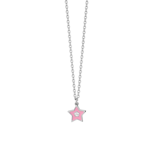 Luca Barra JC102 Children's Steel Necklace with Pink Daisy