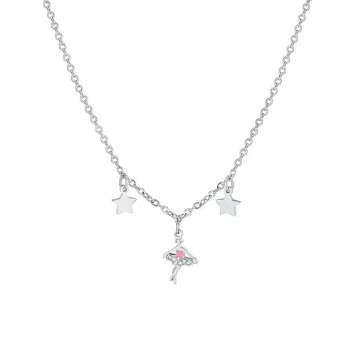 Luca Barra JC102 Children's Steel Necklace with Pink Daisy