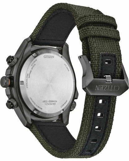 Citizen JV1005-02W Promaster Land Eco Drive Chronograph Green Fabric Strap