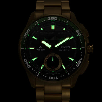 Citizen JV3002-51E Promaster Wave Tracker Eco-Drive Gold Stainless Steel Bracelet