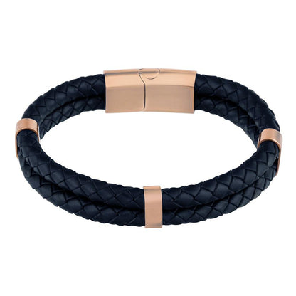 US POLO JW9170BR Men's Steel and Leather Bracelet