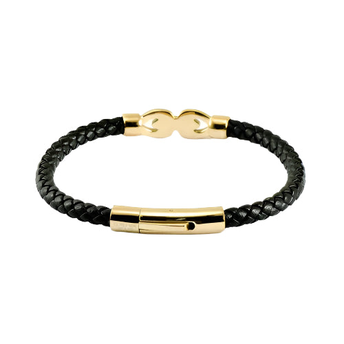 US POLO JW9210BR Men's Steel and Leather Bracelet