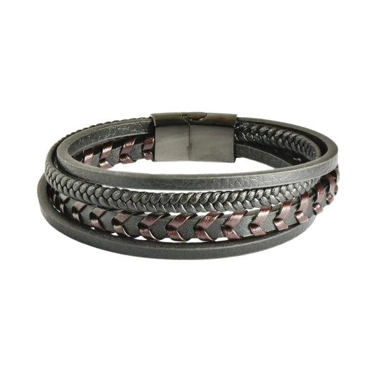US POLO JW9210BR Men's Steel and Leather Bracelet