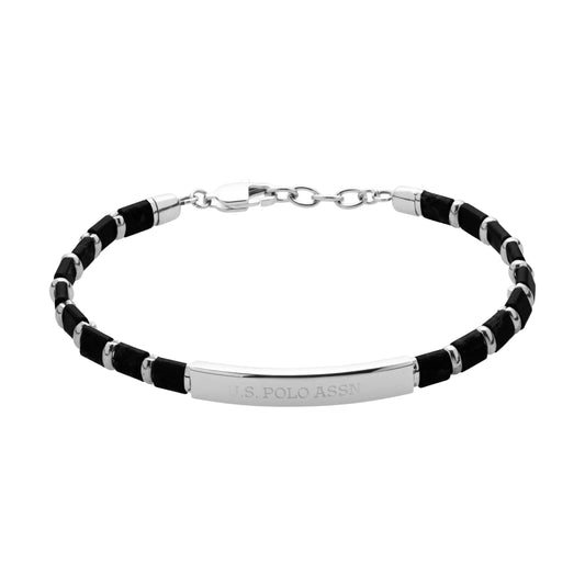 US POLO JW9210BR Men's Steel and Leather Bracelet
