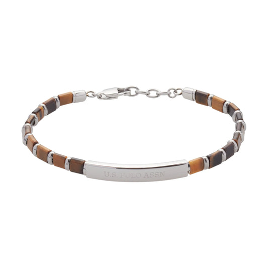 US POLO JW9210BR Men's Steel and Leather Bracelet
