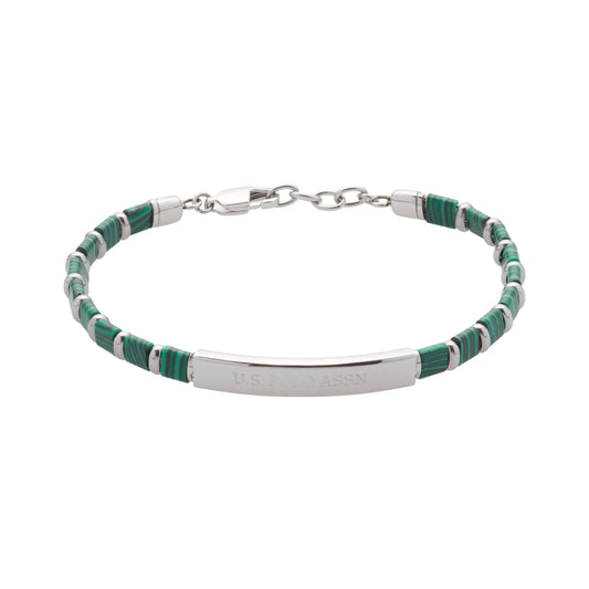 US POLO JW9210BR Men's Steel and Leather Bracelet