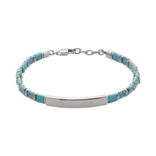 US POLO JW9210BR Men's Steel and Leather Bracelet