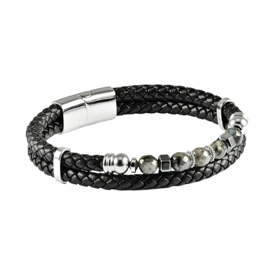 US POLO JW9210BR Men's Steel and Leather Bracelet