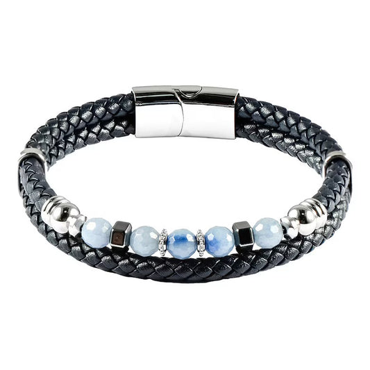 US POLO JW9210BR Men's Steel and Leather Bracelet