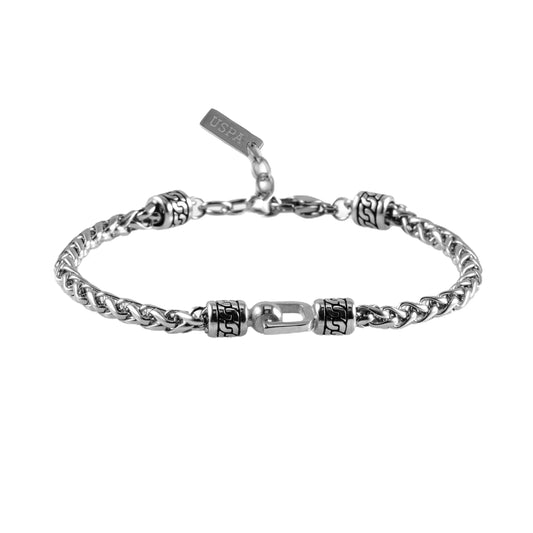 US POLO JW9210BR Men's Steel and Leather Bracelet