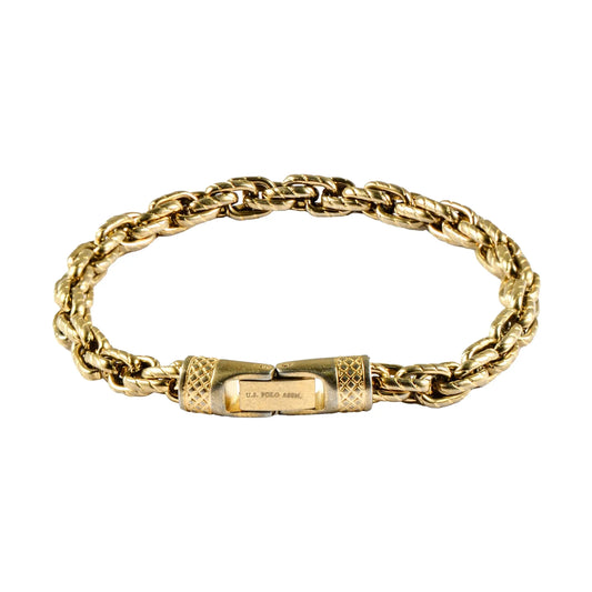 US POLO JW9210BR Men's Steel and Leather Bracelet