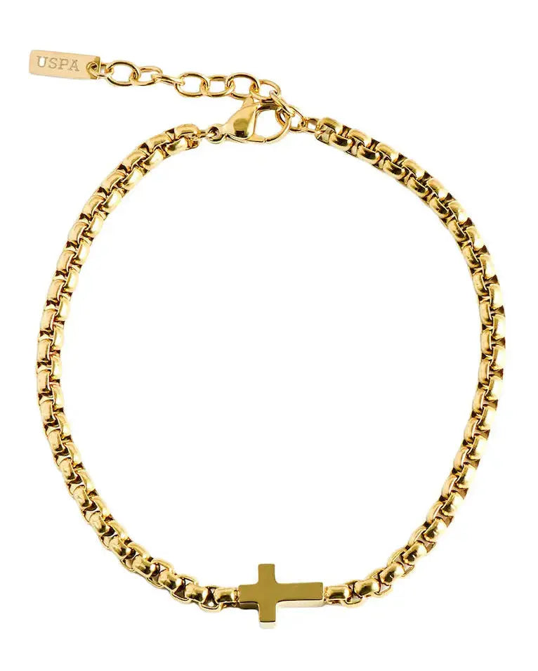 US POLO JW9210BR Men's Steel and Leather Bracelet