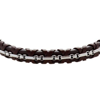 US POLO JW9210BR Men's Steel and Leather Bracelet