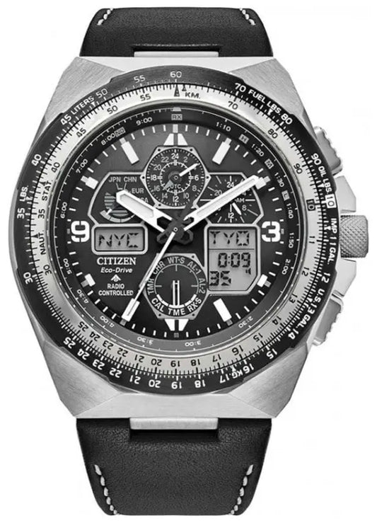 Citizen JY8149-05E Promaster Sky Eco-Drive RadioControlled Black Leather Strap