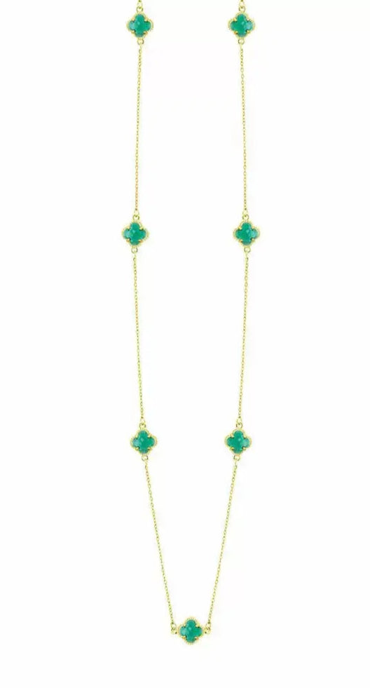 Κολιέ KB2004 Μακρύ Από Επιχρυσωμένο Ατσάλι με Πράσινα Ζιργκόν