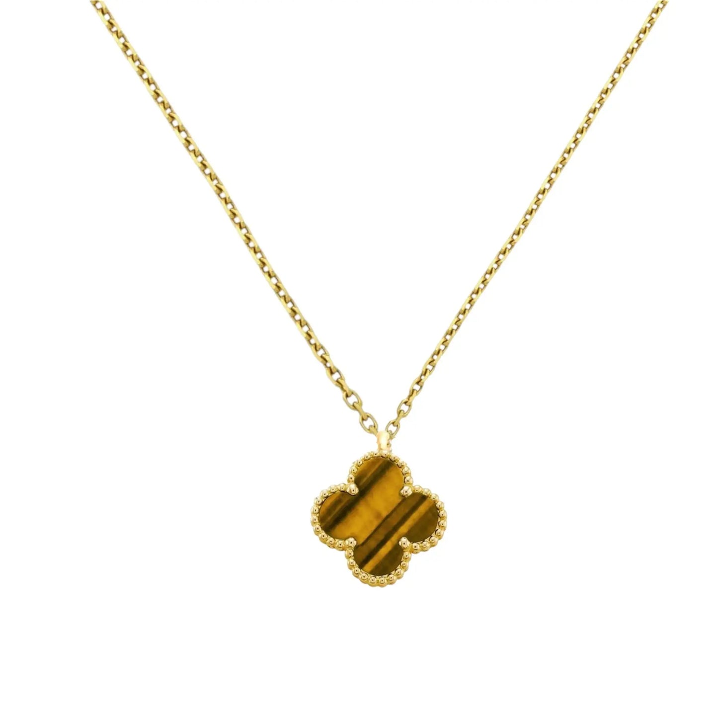 N07139G Gold Plated Steel Necklace with Green Zircon