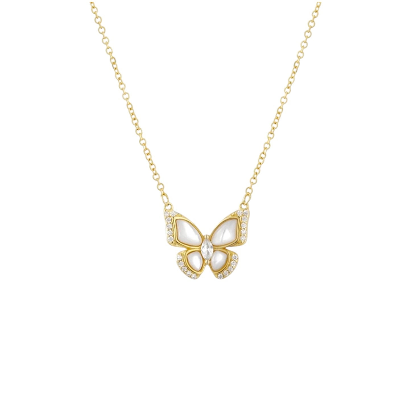 Necklace 9W-KD001-2 Rose Gold Plated Silver with Pearl