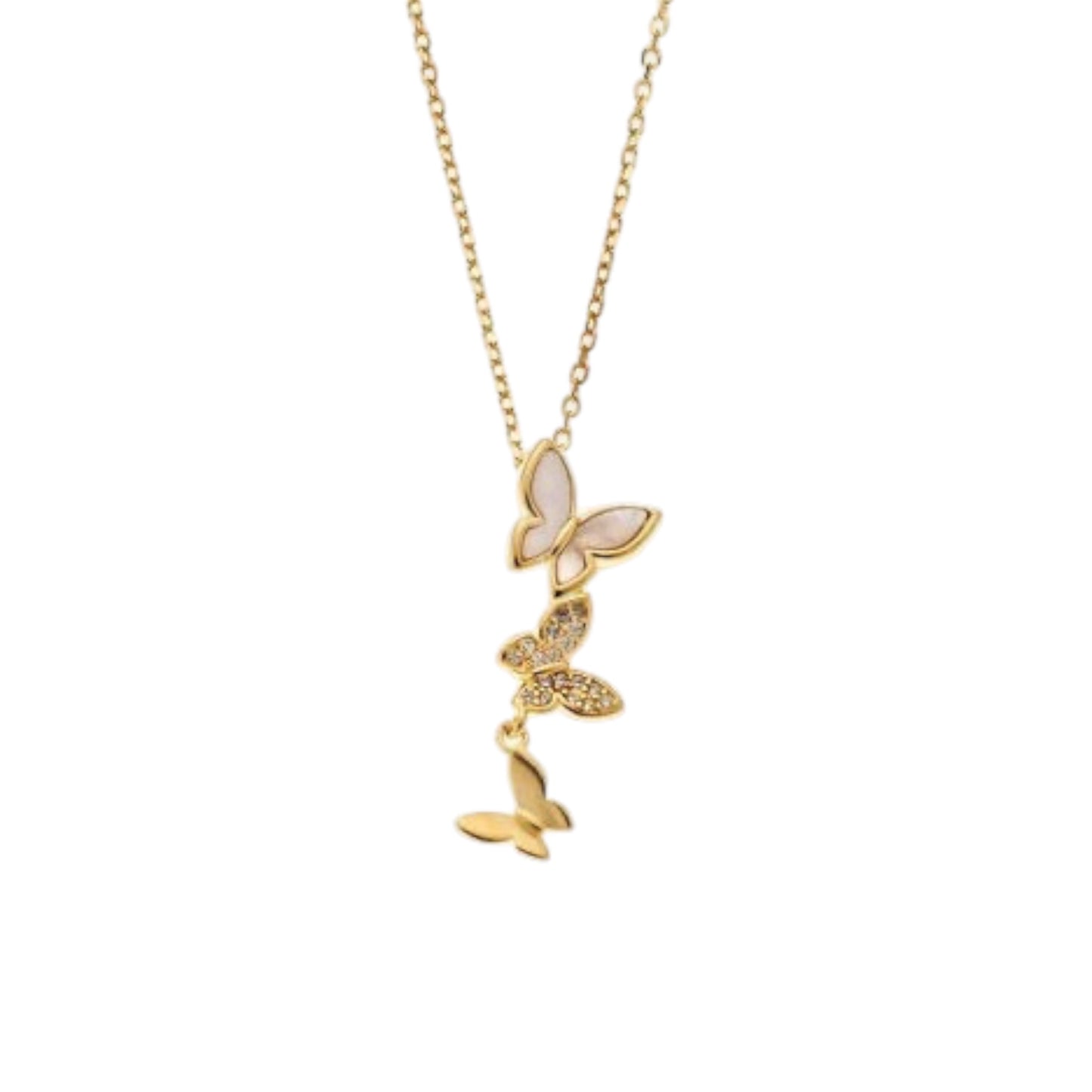 Necklace 9W-KD001-2 Rose Gold Plated Silver with Pearl