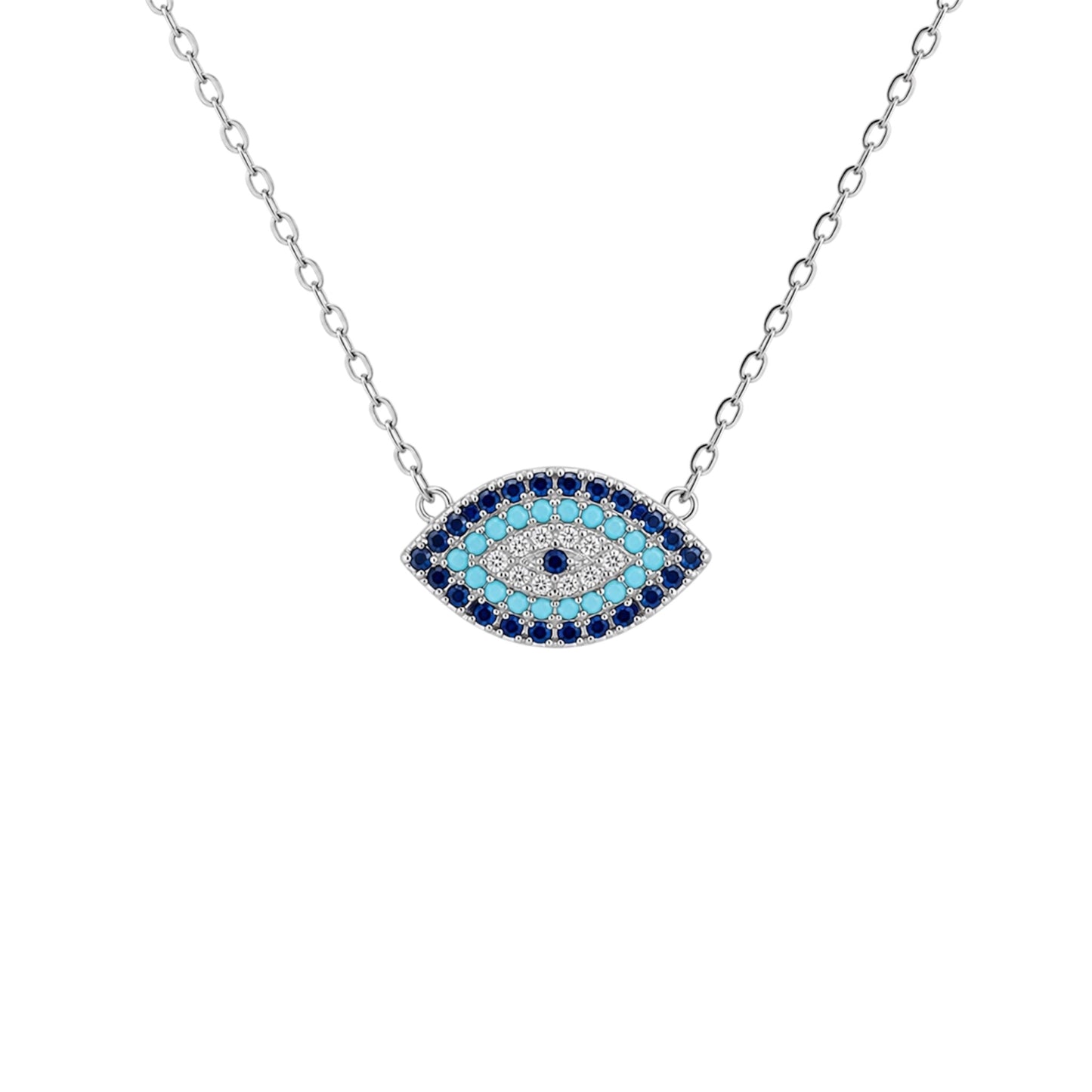 GM220W Zircon Heart Necklace In Platinum Plated Silver