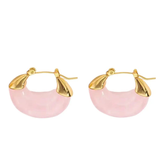 Earrings N02200G Steel Hoops with Multicolored Zirconia