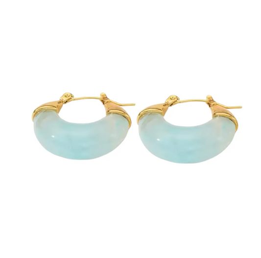 Earrings N02200G Steel Hoops with Multicolored Zirconia