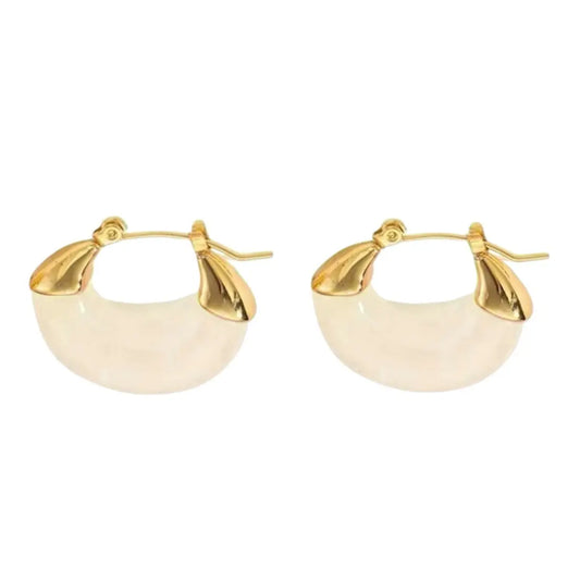 Earrings N02200G Steel Hoops with Multicolored Zirconia