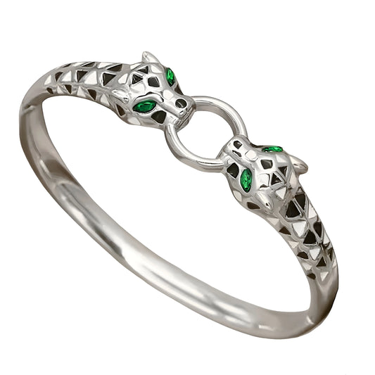 Βραχιόλι KB32W Χειροπέδα με Πάνθηρες Από Ατσάλι