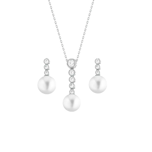 Necklace 9W-KD001-2 Rose Gold Plated Silver with Pearl