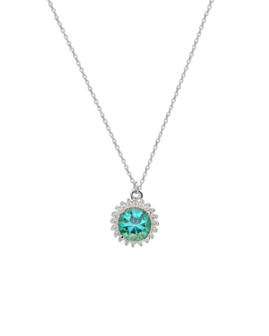 GM220W Zircon Heart Necklace In Platinum Plated Silver