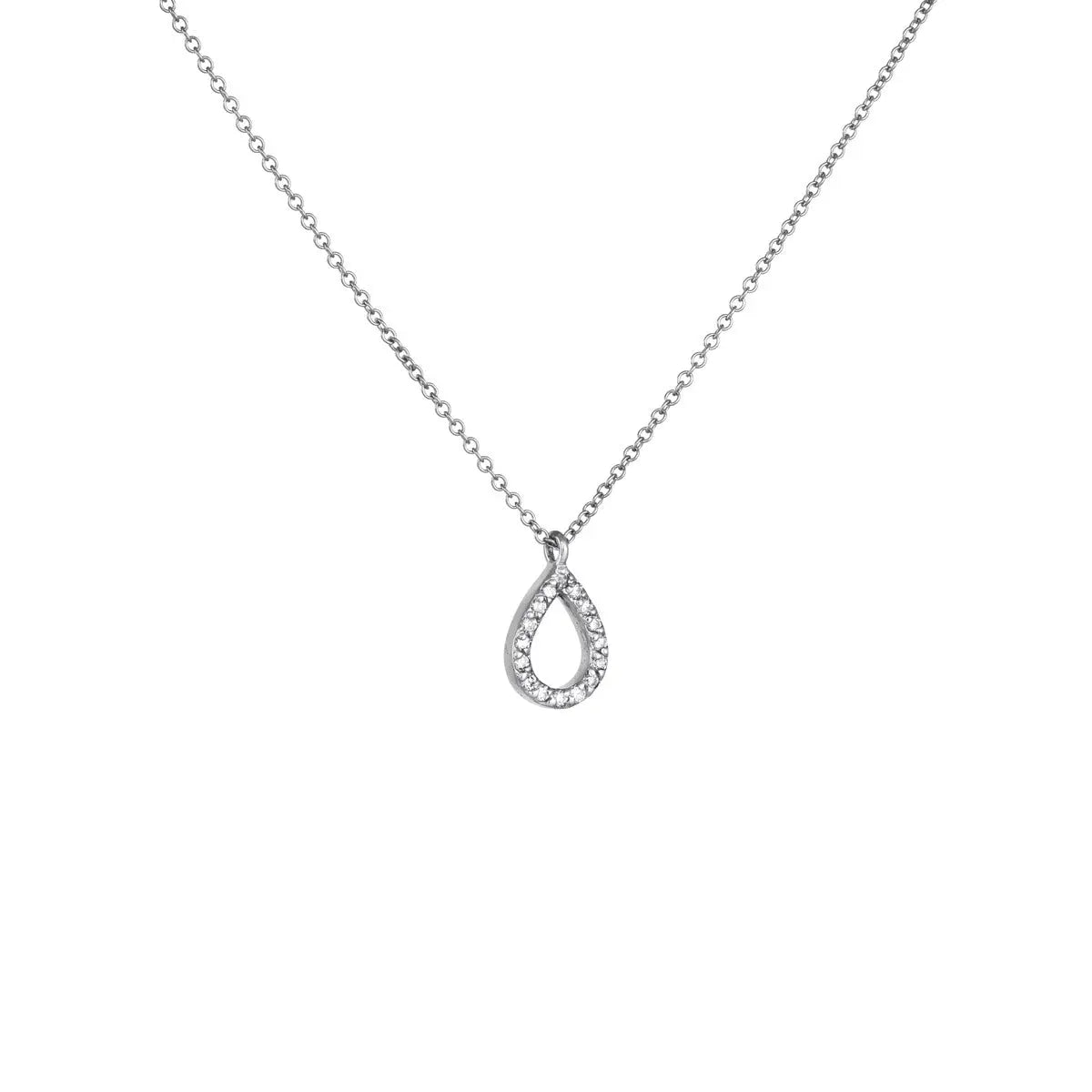 GM220W Zircon Heart Necklace In Platinum Plated Silver