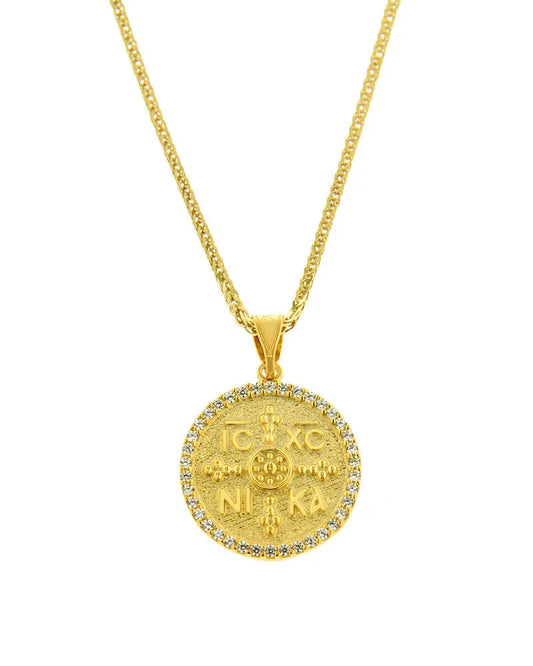 Κολιέ KB52G Κωνσταντινάτο Από Επιχρυσωμένο Ασήμι με Ζιργκόν